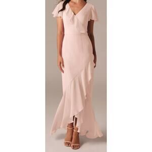 AW BRIDAL 8 M crystal pink chiffon Celia bridesmaid formal party maxi dress b43